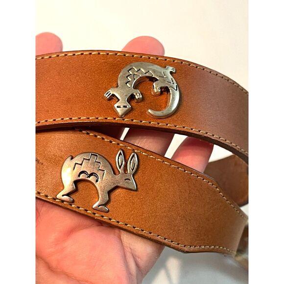 Silver Creek Western Conch Fetish Brown Leather Belt 53004 Genuine Leather USA. main image 13
